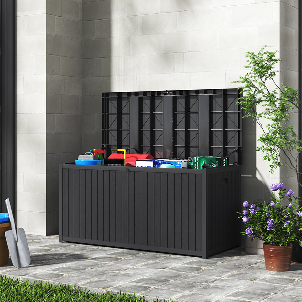 430L Black Lockable Waterproof Garden Storage Box