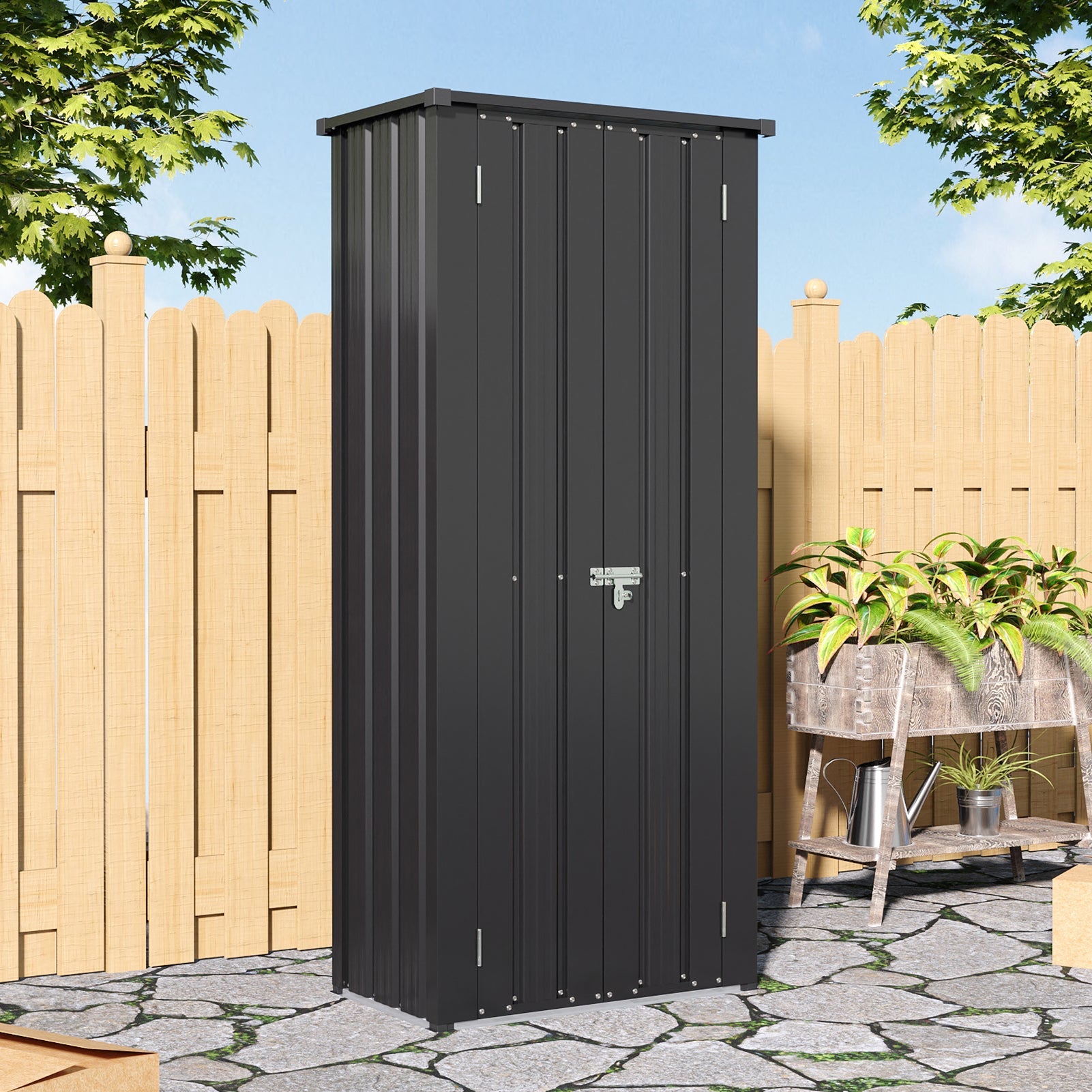 1.5X2.5FT Storage Cabinet Metal Garden Shed with Lockable Door