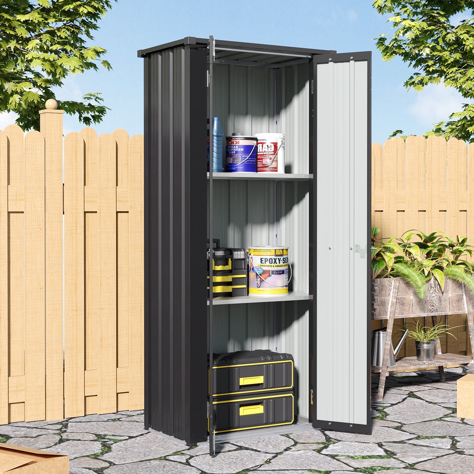 1.5X2.5FT Storage Cabinet Metal Garden Shed with Lockable Door