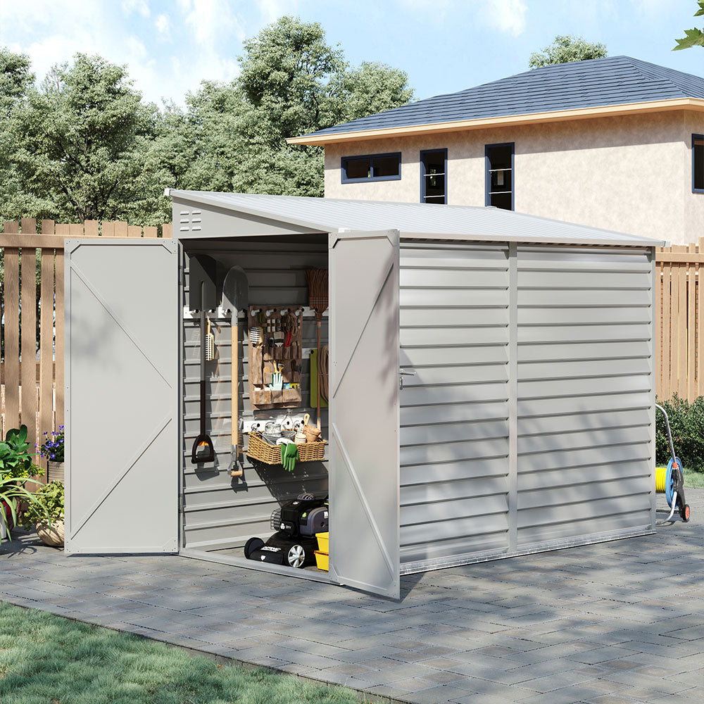 Wide Outdoor Lockable Steel Storage Shed