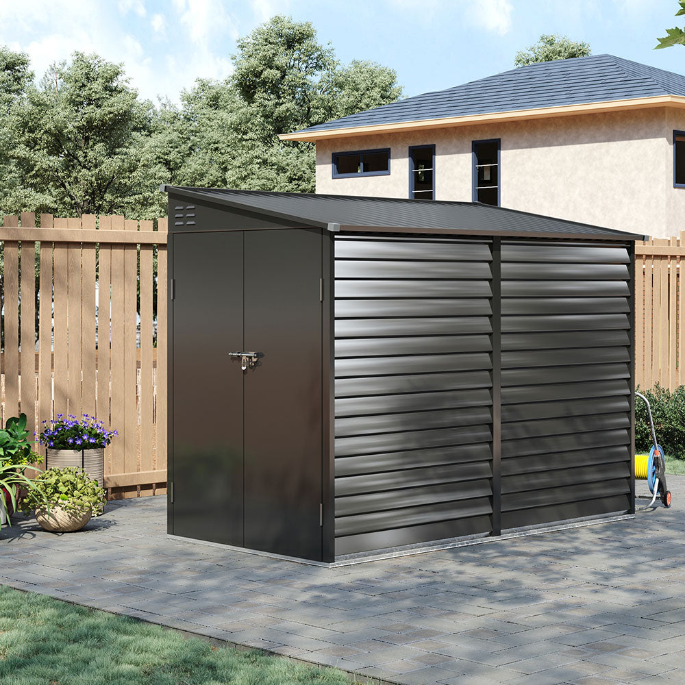 Wide Outdoor Lockable Steel Storage Shed